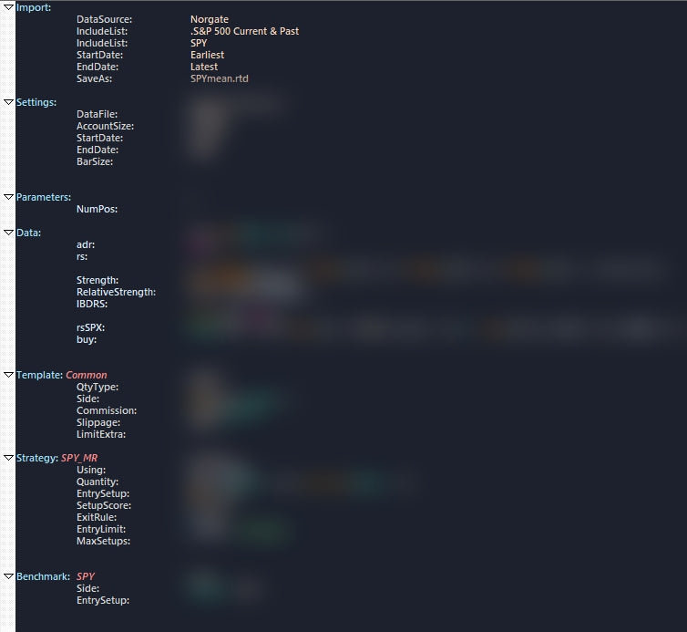 RealTest SPX Mean-Reversion full RealTest script